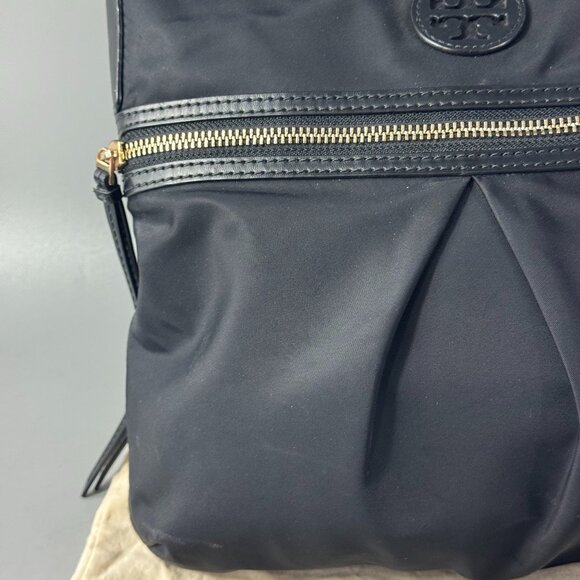 Authentic TORY BURCH Black Nylon Leather Shoulder Bag - Picture 2 of 15